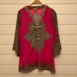 Indonesian tunic with pearls and sequins